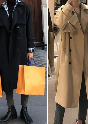 Trench Coat Outerwear Men's 2024 New Spring And Autumn High-Grade Over-the-Knee Fashion Black Loose Mid-Length Men's Coat