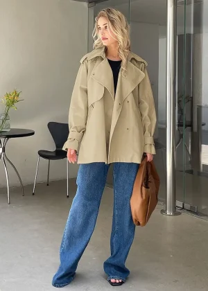 2025 Women Fall / Autumn Cotton Short Trench Jacket and Coat Casual Outerwear