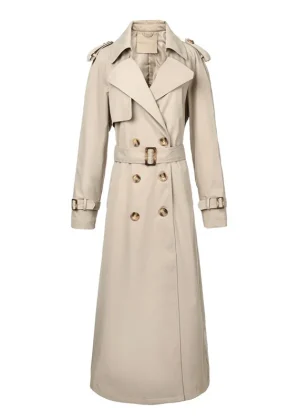 2025 Fashion X-long Trench Coat Women's Double-breasted Windbreaker Spring Autumn Sashes Outerwear Elegant Lady Loose Overcoat