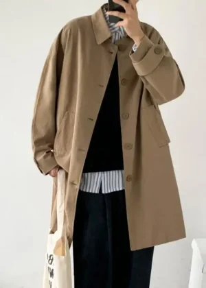 Men's Wear 2025 Autumn Fashion New Single Breasted Trench Clothes Male Long Coat Loose Overcoat Trend Handsome Casual Windbreak