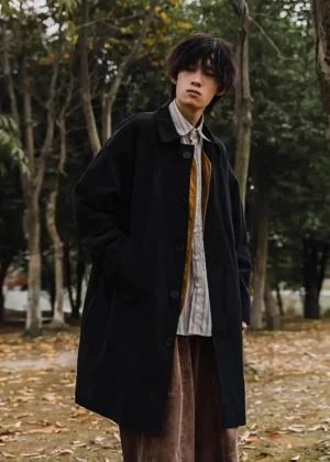 Brown Black Trench Coat Man Streetwear Windbreaker Men Solid Business Casual Loose Sashe Fashion Long Overcoat